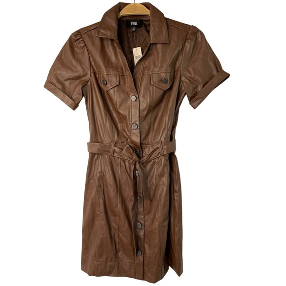 NWT Paige For Anthropologie XS Amina Dress Buttery Faux Leather RII10587 $299 - Picture 10 of 11